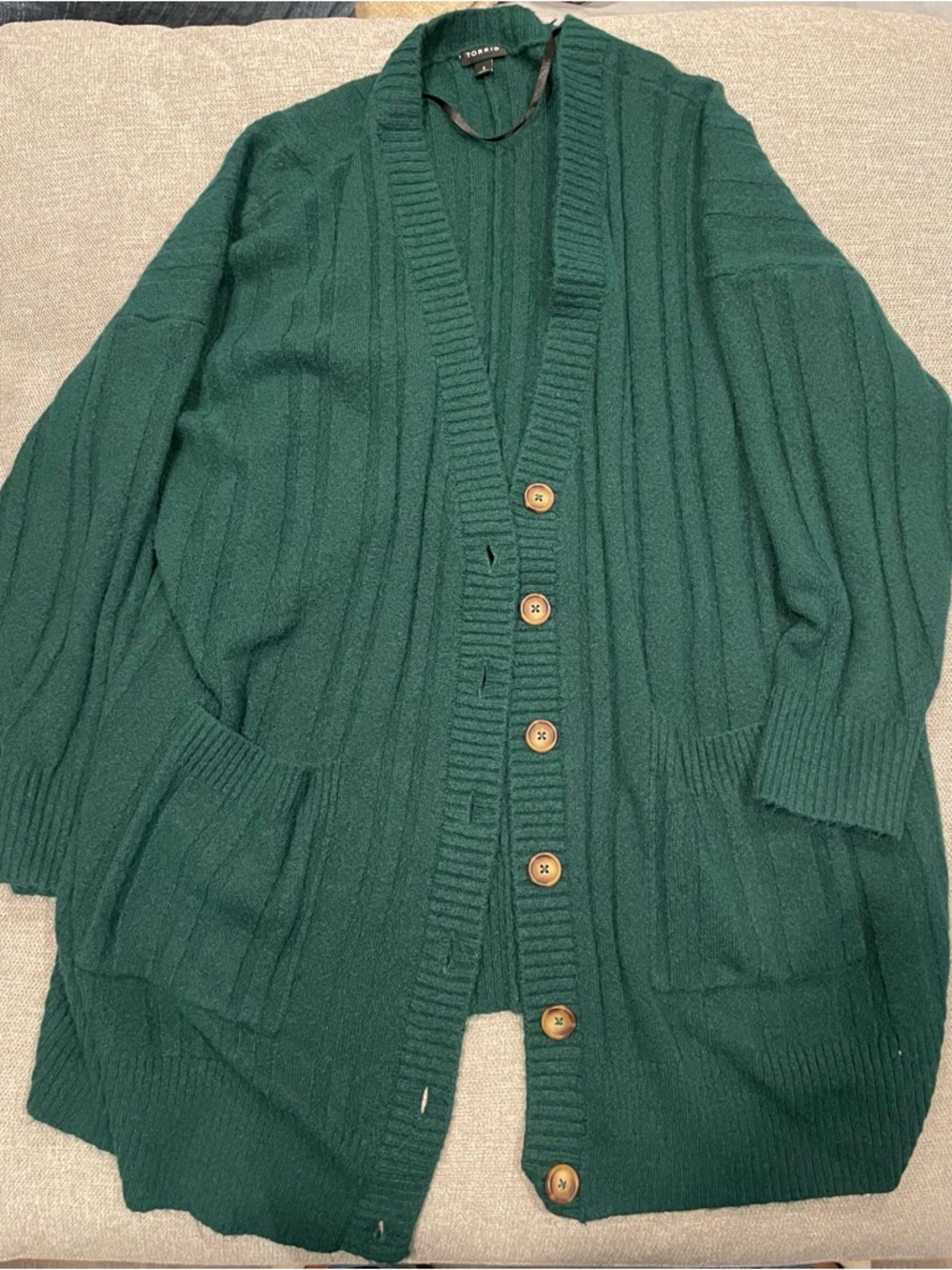 torrid Forest Green Oversized Ribbed Cardigan